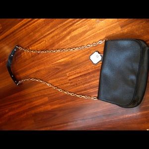 Black leather cross body purse